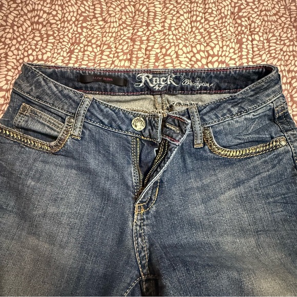 Wrangler Rock 47 Womens Jeans 3/34 Low Rise Bootcut Cross Embroidered Sparkle - Picture 3 of 6
